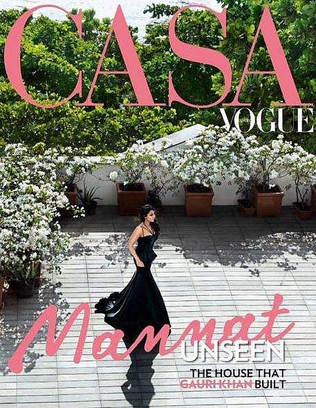 In August 2019, exclusive pictures of Gauri and Shah Rukh's plush sea-facing bungalow at Bandstand in Mumbai were featured in Casa Vogue. 'Beautiful homes are made by beautiful home makers. Bas,' read Shah Rukh's caption. Gauri Khan, while describing the process of designing her first project - her home, (as told to Femina) said, 'The living room was the first area that I focused on. It took me a few years to do it up.  I would visit flea markets and design stores whenever I travelled, and pick up a few pieces that I liked. Little by little, I built my collection over the years, and put together my entire house.'  (Photo of Gauri Khan at Mannat | Vogue India Instagram)