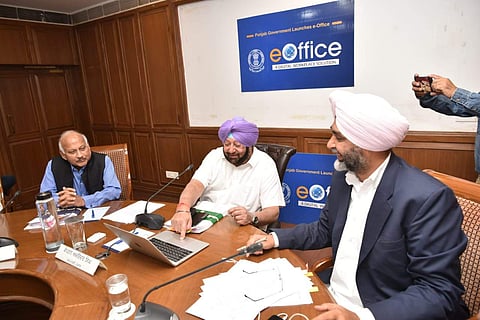 Punjab CM Amarinder Singh launches the e-Office facility. (Photo | Twitter)