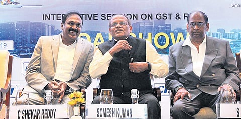 TS RERA chairman Somesh Kumar at an interactive session organised by CII in Hyderabad on Thursday | s Senbagapandiyan