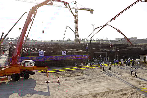In this photo by the Atomic Energy Organization of Iran, concrete is poured for the base of the second nuclear power reactor at Bushehr plant, some 440 miles (700 kilometers) south of the capital Tehran, Iran, Sunday, Nov. 10, 2019. (Photo | AP)