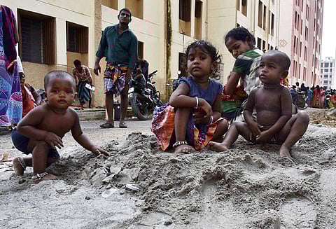 Instead of going to Anganwadis, children play outside the house during day hours | Jawahar P /Express