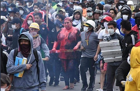 Patricia Arce being paraded by Bolivian anti-government protesters. (Twitter Photo)