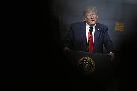 President Donald Trump speaks during a meeting of the Economic Club of New York in New York, Tuesday. (Photo | AP)