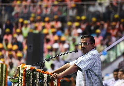 Delhi Chief Minister Arvind Kejriwal  at a workshop organised by the Delhi Jal Board at Talkatora Stadium. ( Photo | Parveen Negi, EPS)