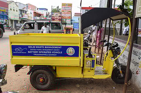 The four e-vehicles collecting garbage in the village are a cause of awe and excitement among locals. (Photo | EPS)