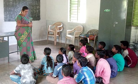 A Government School Teacher taking class for Tribal students in Erode. Image is used for representational purposes. (Photo | EPS)