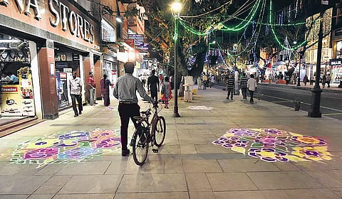 The stretch of Pedestrian Plaza at Pondy Bazar, T Nagar in Chennai