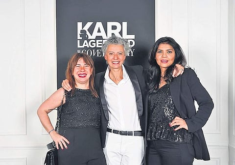 Caroline Lebar and Maggie Priori of Karl Lagerfeld with Manjula Tiwari of Cover Story.