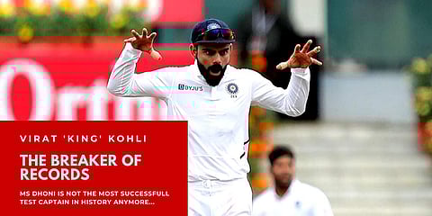 The ever-hungry run machine, 'King Kohli', led India to an emphatic series win against Faf du Plessis and co in October. As his side won the series 3-0, the star batsman (as always) managed to rewrite a few world records to his name. (Photo | BCCI Twitter