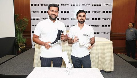 Cricketer Rohit Sharma & Sanil Sachar, co-owner of Trusox India
