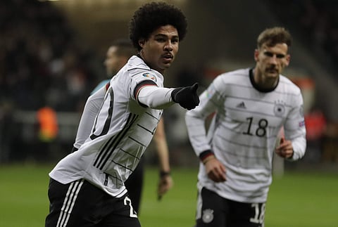 Germany's Serge Gnabry celebrates his goal against Northern Ireland. (Photo | AP)