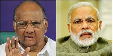 NCP chief Sharad Pawar (L) and PM Narendra Modi (R)