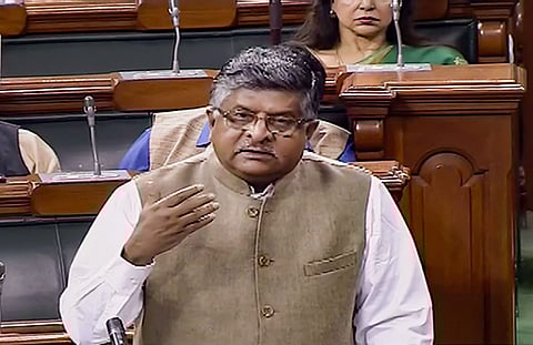 Union Minister Ravi Shankar Prasad speaks in the Lok Sabha during the Winter Session of Parliament in New Delhi Wednesday Nov. 20 2019.  (Photo | PTI)
