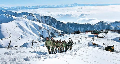 Northern Army Commander Lt Gen Ranbir Singh accompanied by Chinar Corps Commander Lt Gen KJS Dhillon during his visit to Kashmir to review the prevailing security situation in the Valley on Tuesday | twitter/pti