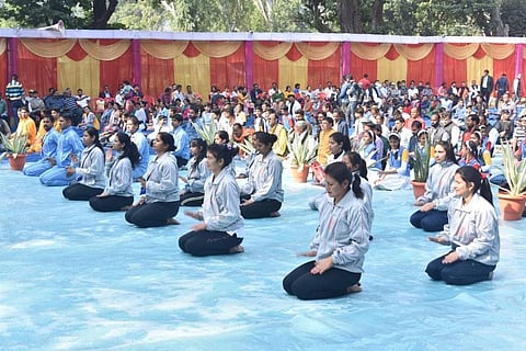 Yoga is a religionless inclusive practice, says Yunus Kasmi, a professor in Jamia Tibbia Unnao Medical College in Deoband (Photo|twitter/tsrawatbjp)