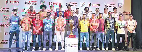 Indian football team coach Igor Stimac (C) with team members during the lauch of the 13th edition of the I-League in New Delhi on Thursday | Parveen Negi