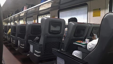 Inside the Tejas Express.