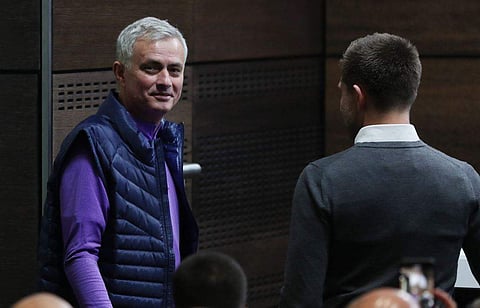 Tottenham Hotspur manager Jose Mourinho during a press conference. (Photo | Spurs Twitter)