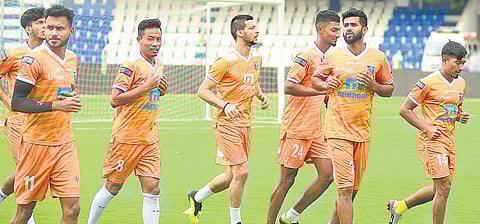 Kerala Blasters players train in Bengaluru ahead of Saturday’s game (File Photo | Shriram BN, EPS)