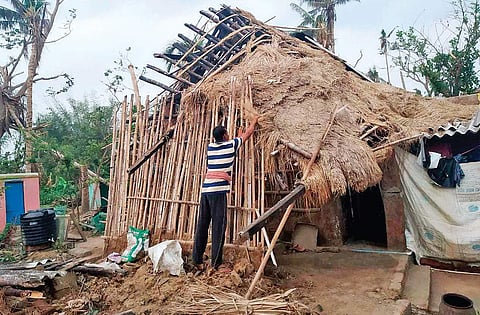 A house at Brahmagiri damaged in cyclone Fani