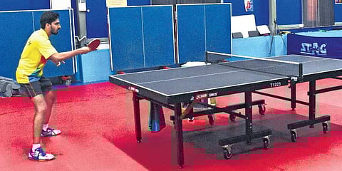 India paddler G Sathiyan (L) during a training session in Chennai. (Photo | Ashwin Prasath, EPS)