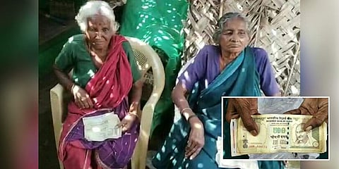 Rangammal and Thangammal stored the money in an old aluminium box and in rice bags to cover their medical expenses and funeral rites. (Photo | Express)