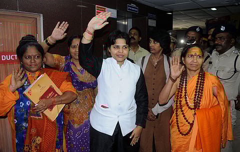 Trupti Desai and other activists returing from Kochi City Police Commissionerate after their failed attempt to visit the Sabarimala. (Photo | A Sanesh, EPS)