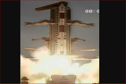 PSLV-C47 carrying India's earth observation satellite Cartosat-3 and 13 nano-satellites from the US lifts-off from Sriharikota in Andhra Pradesh. (Photo | PTI)