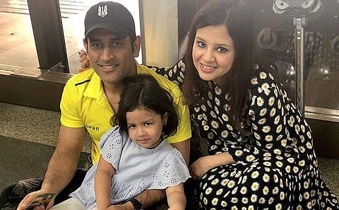 Mahendra Singh Dhoni with his wife Sakshi Singh. (Photo | Instagram)