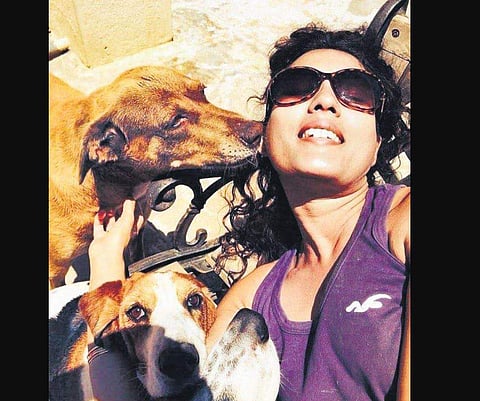 Deena Rodrigues with her pets.