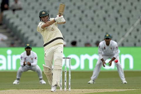 Australia's Marnus Labuschagne plays a shot. (Photo | AP)