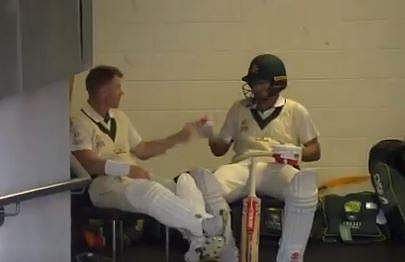 avid Warner and Joe Burns were found playing rock-paper-scissors before the second Test. (Photo | Twitter)