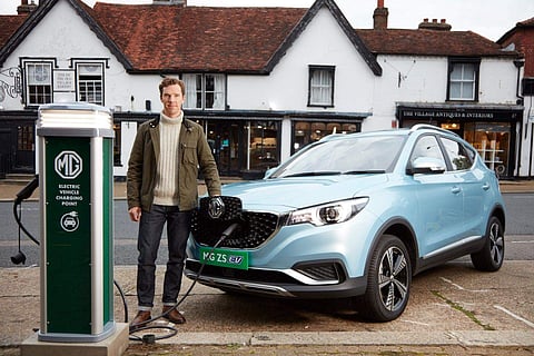 Actor Benedict Cumberbatch with  MG ZS EV