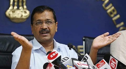 Delhi CM Arvind Kejriwal addresses a  press conference at Secretariat. (Photo | Shekhar Yadav, EPS)