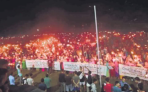 National Socialist Council of Nagalim (NSCN-IM) protestors. (Photo | File)