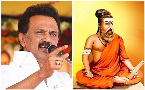 DMK chief Stalin has criticised the BJP for sharing an image of Tamil poet Thiruvalluvar in saffron dhoti with sacred ash on forehead and biceps.