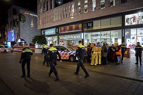 Dutch police secure a shopping street after a stabbing incident occurred in the center of The Hague, Netherlands (Photo| AP)