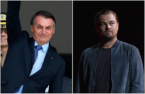 Brazil President Jair Bolsonaro (L) and Leonardo DiCaprio (File photo| AP and AFP)