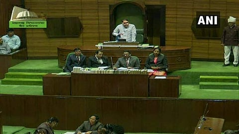 Pro tem Speaker Dilip Walse-Patil on the Chair as special session of assembly in progress gets ready for trust vote. (Photo | ANI)