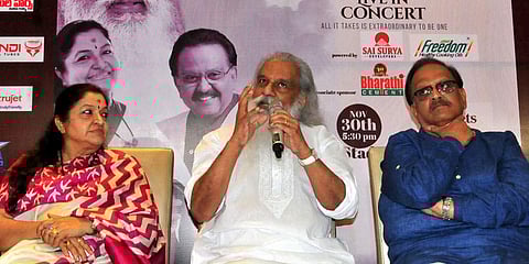 Singers KS Chitra, KJ Yesudas and SP Balu at Legends Live in Concert curtain raiser event on Thursday | S Senbagapandiyan