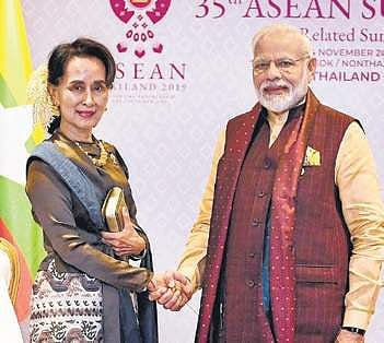 Security, economy come up at Modi-Suu Kyi meeting in Bangkok