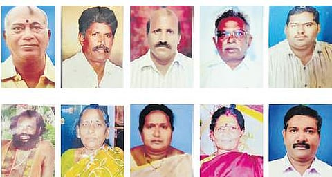 File photos of the ten victims who were eliminated over a period of 20 months by serial killer Vellanki Simhadri alias Siva of Eluru I Express