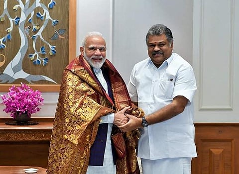 Tamil Maanila Congress President G.K.Vasan called on PM Narendra Modi on Wednesday. (Photo | Twitter)