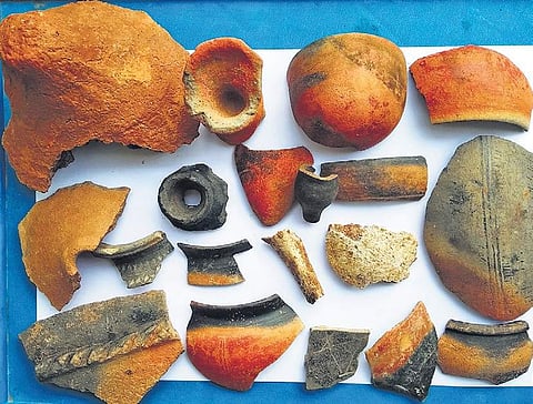 Based on information from the temple priest at Puvarasankuppam, a team went to Thenpennai riverbed and collected rare artefacts on Sunday | Express