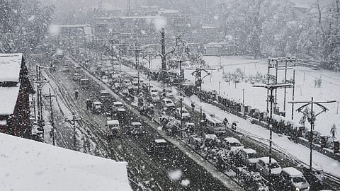 The  Jammu-Srinagar highway was on Sunday reopened for vehicular traffic after a day-long closure due to heavy snowfall,