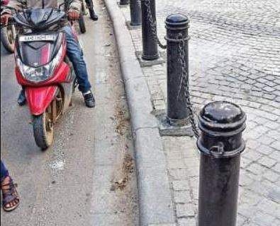 Bollards on St Mark’s Road are  back in place on Wednesday  | Vinod Kumar T