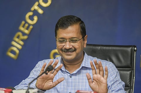 Delhi Chief Minister Arvind Kejriwal during a press conference in New Delhi (Photo| PTI)
