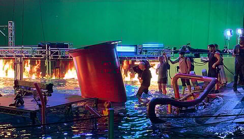 On the sets of Avatar's sequel. (Photo | Twitter)