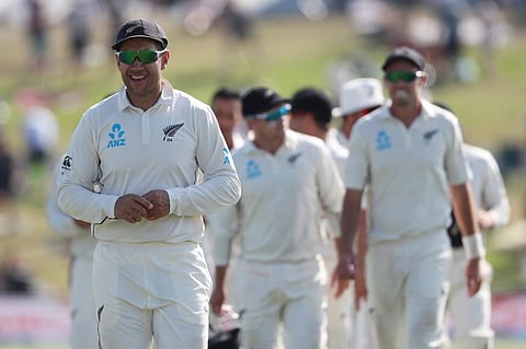 New Zealand’s Ross Taylor celebrates their win during the fifth day of the first cricket test between England and New Zealand at Bay Oval in Mount Maunganui (Photo| AFP)