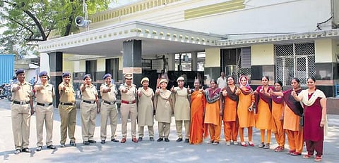 The all-woman team of Begumpet railway station strike a pose on Tuesday